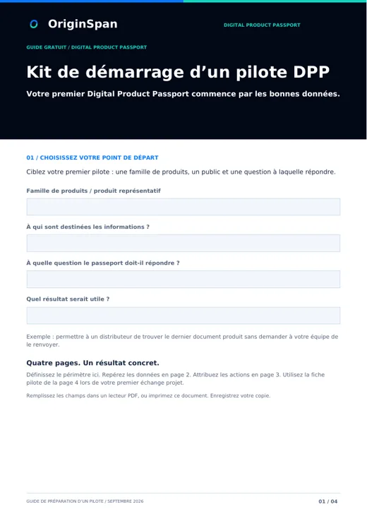 Kit de démarrage d’un pilote DPP