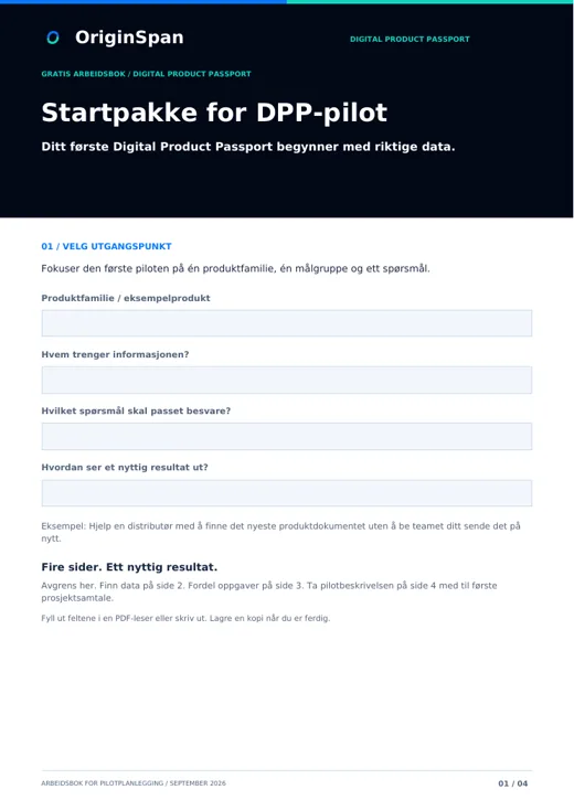 Startpakke for DPP-pilot