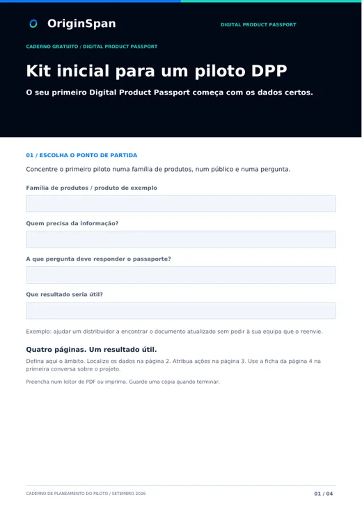 Kit inicial para um piloto DPP